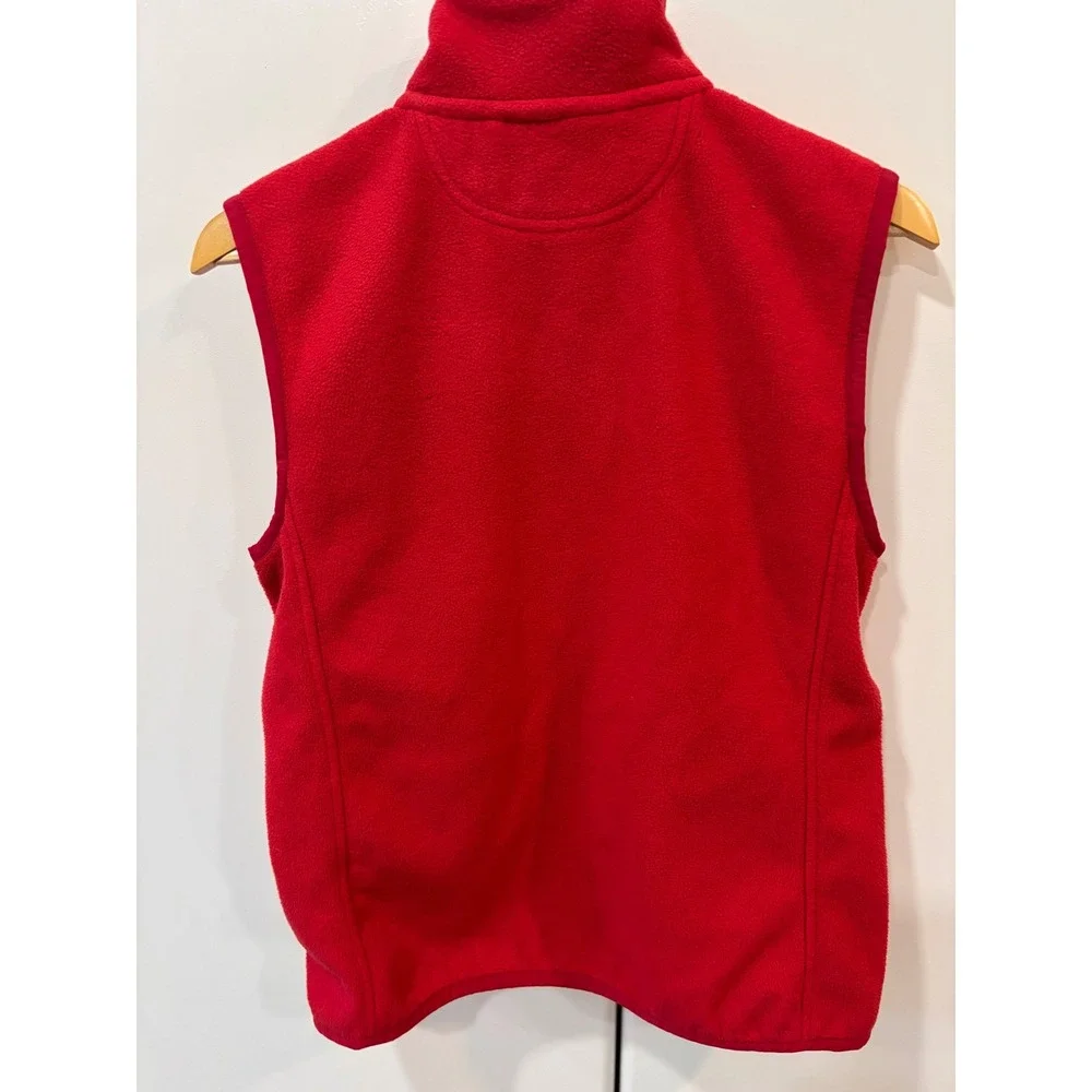 Polo Golf Ralph Lauren Mens Red Full Zip Fleece Vest Mock Neck Blue Pony Logo M